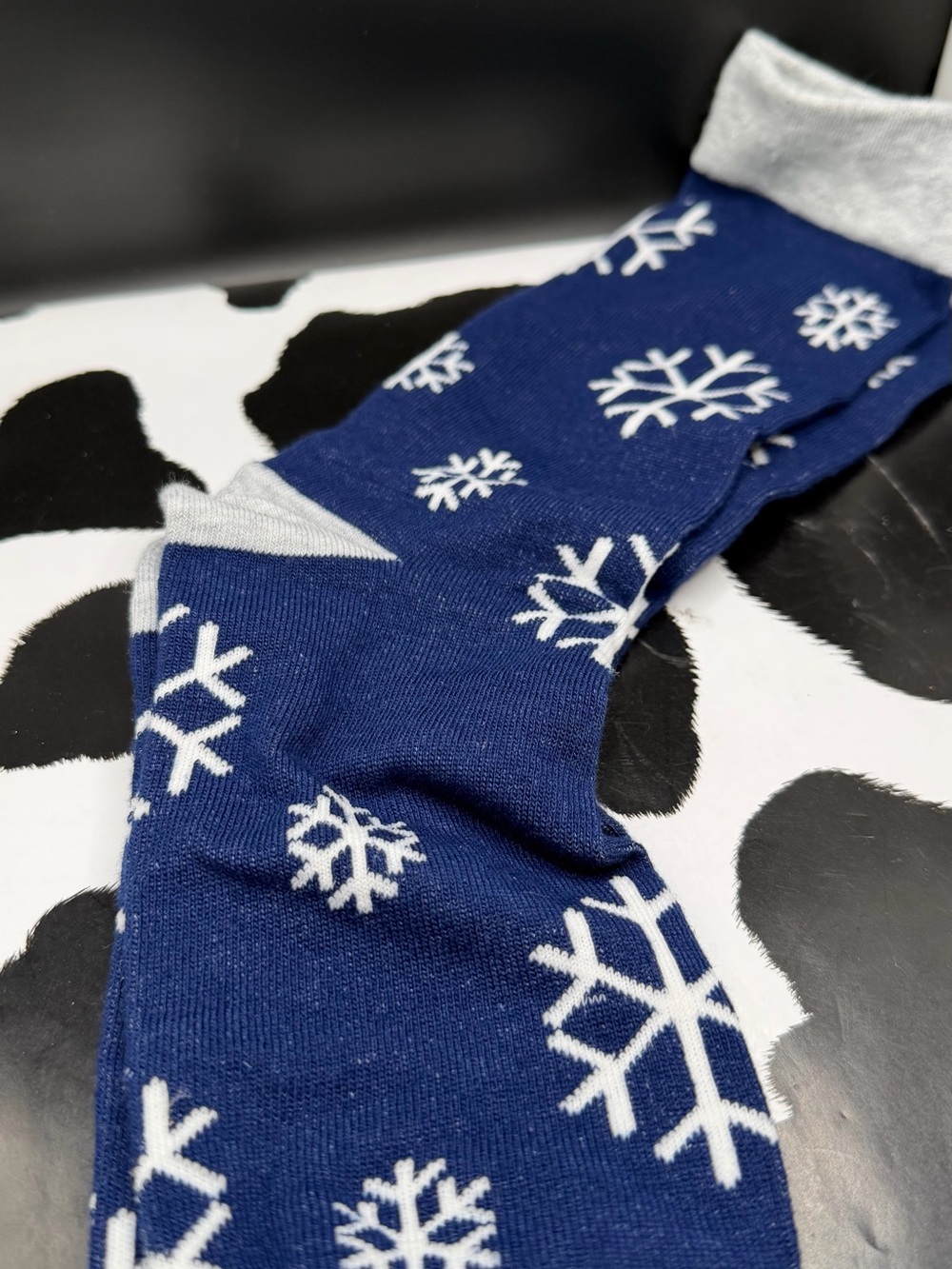 Kohl's Long Dark Blue Crew Socks with White Snowflakes